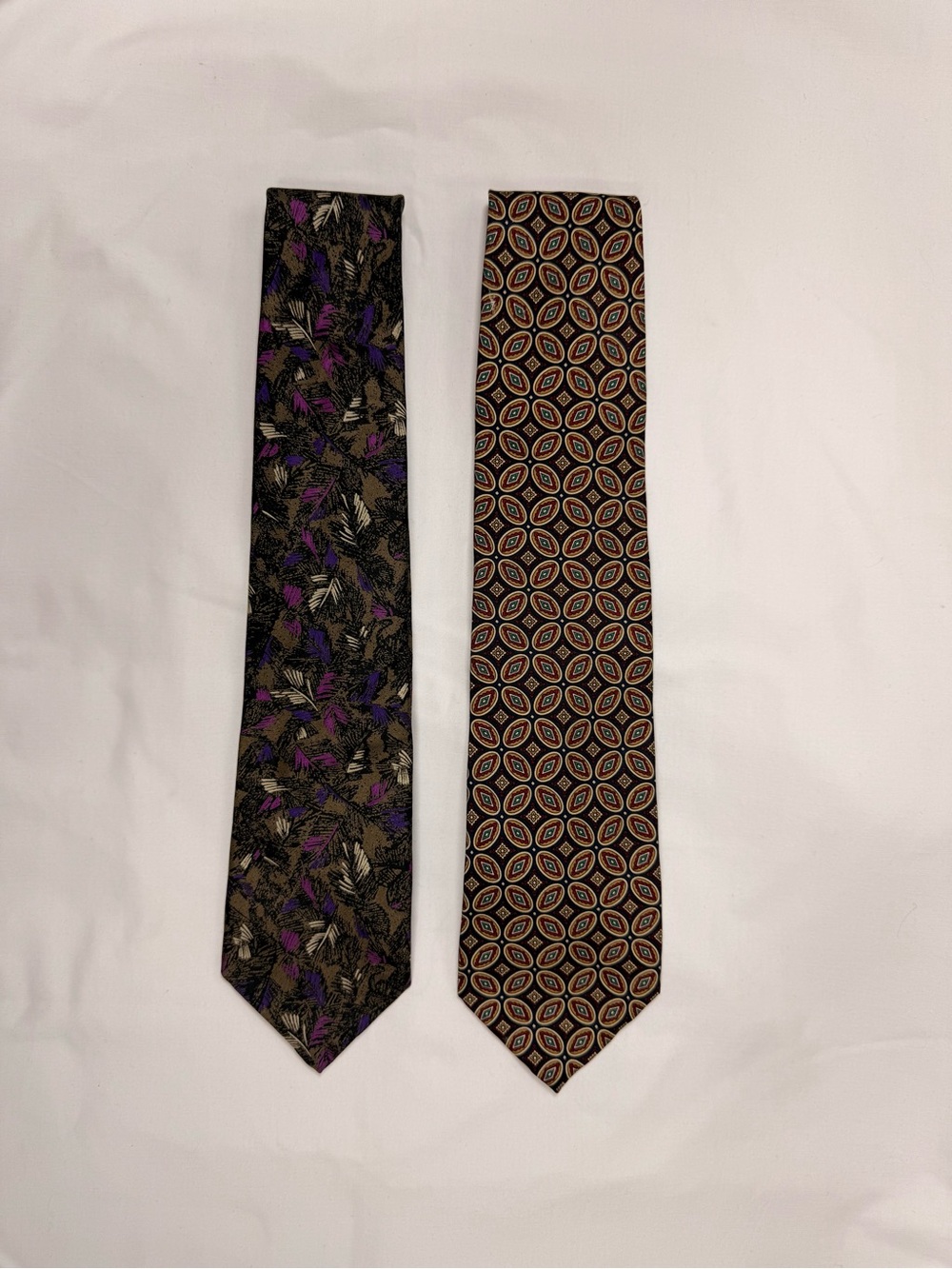 Dior Men's Black & Brown Silk Tie Set with Purple Accents
